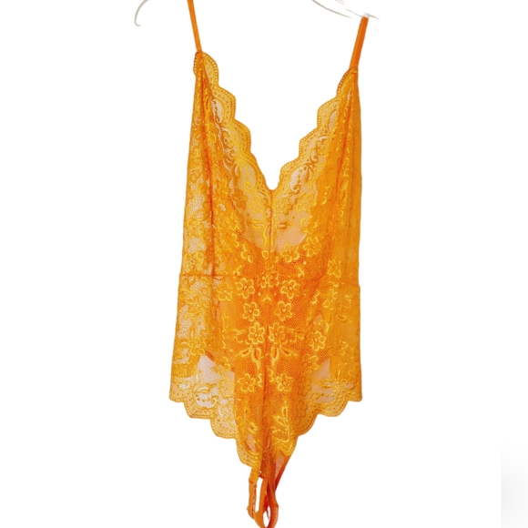 Orange Lace Bodysuit - Picture 1 of 8